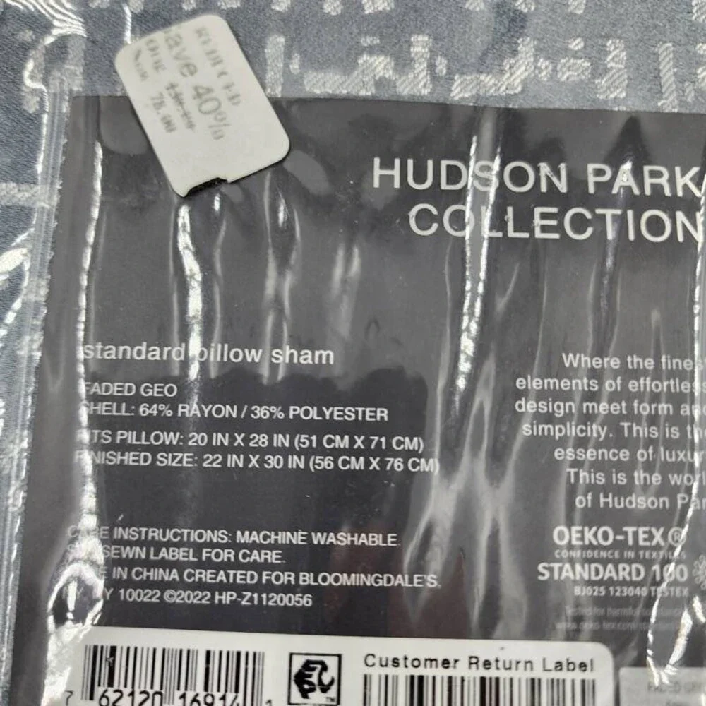 Hudson Park Collection Rayon-Blend Faded Geometric Sham Standard Slate
